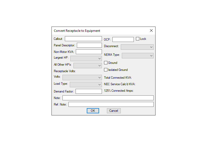 Receptacle-to-equipment connection